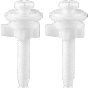 Jetec 2 Pieces Toilet Seat Screws Replacement Kit Plastic Bolts with Plastic Nuts and Washers Parts Kit for Fixing the Top Toilet Seat, White