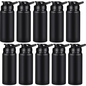 CHENGU Water Bottle Bulk 20 oz Aluminum Reusable Bottles Lightweight Snap Lid Water Cups Easy Carry Leak Proof Travel Tumbler for Gym Sports Camping Hiking Fishing (Black)