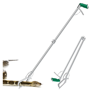 60“ Snake Tongs Collapsible Grabber, Professional Reptile Snake Catcher Wide Jaw Handling Tool, Stainless Steel Snake Hook