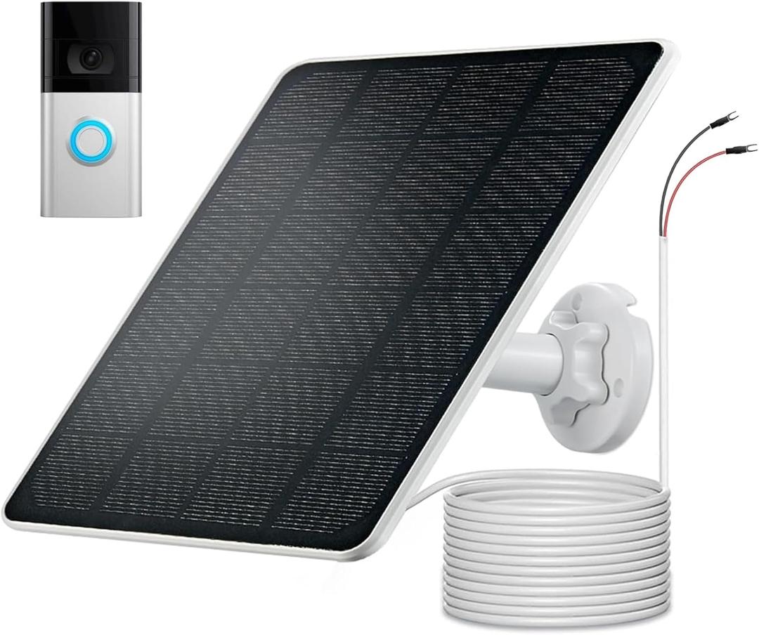 5W Solar Panel for Ring Doorbell 3/3+/4, Plus, 13.1Ft Charging Cable, 1Pack
