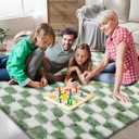 Area Rugs for Bedroom Living Room,6x9 Green and White Fluffy Soft Checkered Rug Fuzzy Shag Shaggy Carpet, Indoor Plush Floor Rugs for Kids Boys Girls Teen Dorm Nursery Home Decor