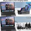 Desktop Charging Station, 200W 10-Port USB C Fast Charger for Multiple Devices - Compact Organizer