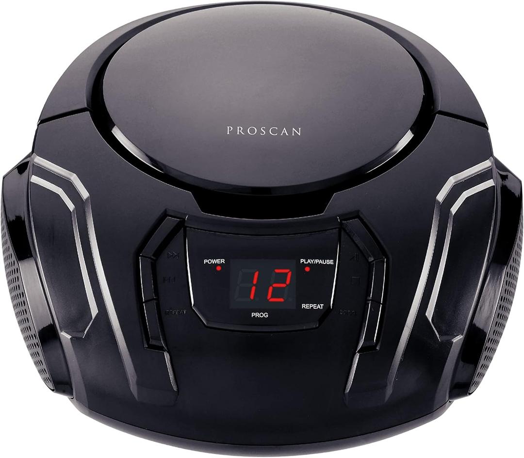 PROSCAN Elite Portable CD Boombox with AM/FM Radio (Black)