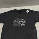 Easily Distracted by Cats and Books, Book Lover, Funny Cat TShirt M