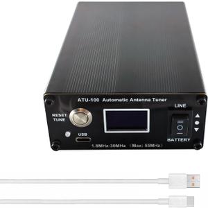 V3.2 ATU-100 EXT Automatic Antenna Tuner for Ham Radio 1.8-55MHz, Low SWR Tuner, Compact Design, Works with Amateur Radio Equipment, Ideal for POTA/SOTA/DX with 5000mAh Battery