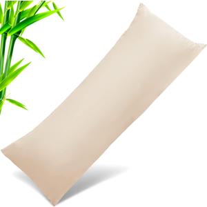 Body Pillow Cases Cover, Bamboo Rayon Body Pillowcases with Zipper Closure, Cooling and Breathable Pillow Case for Hot Sleepers and Night Sweats, 20x54 inches, Khaki