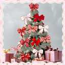 Yookeer 12 Pcs Coquette Valentines Decorations Coquette Bow Tree Ornaments Extra Large Pink White Red Bow Galentines Tree Topper Picks Ornaments for Valentines Home Office Table Vase Decor