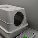 Stainless Steel Litter Box with Lid, 135 Flip-Top Extra Large Cat Litter Pan, Enclosed Metal Litter Box with Litter Scoop & Filter Pedal, Anti-Leakage, Odor Free, Front & Top Dual Entry (Light Gray)
