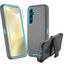 for Samsung Galaxy S24 FE 5G Case, S24 FE Heavy Duty case, [Belt Clip Holster] [Glass Screen Protector] [Military Grade Protective ] [Shockproof] [Dropproof] [Dust-Proof] (Black)