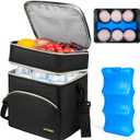 Breastmilk Cooler Bag with Ice Pack, Insulated Baby Bottle Tote Bags Fits 6 Baby Bottles Up to 9 Ounce, Double Layer Breastmilk Case