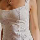 Women Y2k Eyelet Tank Top Sleeveless Slim Fit Bustier Cami Top Summer Strappy Backless Going Out Crop Tops (S)