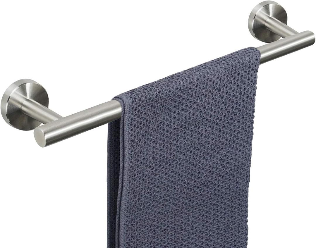 NearMoon Bath Towel Bar, Thicken Stainless Steel Shower Towel Rack Holder Wall Mounted for Bathroom,18-lnch Overall Length-16-lnch Usable Hanging Space (1 Pack, Brushed Nickel)