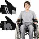 1 Pair Wheelchair Gloves for Men, Gloves for Wheelchair Users Women with Anti-Wear Foam Padding and Shock Absorption, Anti Vibration Gloves Breathable & Reflective, Wheelchair Accessories Large