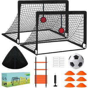 Portable Soccer Goal,Kids Soccer Goals for Backyard,Outdoor Games for Kids, Soccer Training Equipment,Including Soccer Goals,a Soccer Ball,Shooting Target,a Training Ladder,Cones