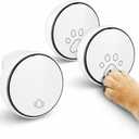 Comsmart Smart Wireless Dog Door Bell, Doggie Doorbell for Pet Potty Training Communication Go Outside Press Button with 38 Melodies 4 Volume Levels LED Flash (1 Receiver & 2 Transmitter), White