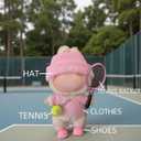 17cm Doll Clothes for Lububu DollsDesigner Jerseys Clothes Suitable for lububu Dolls Outfits and Accessories Set Includes top + Pants + Tennis Racket + Ball Charm + Shoes (Pink)