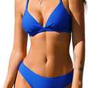 CUPSHE Bikini Set for Women Two Piece Swimsuits V Neck Low Rise Crisscross Back Self Tie Spaghetti Straps, Size: Medium