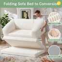 Convertible Sofa Bed, Boneless Loveseat Sleeper Folding Couch Bed with Backrest, 2 in 1 Bean Bag Chair to Floor Sofa Lounger, Comfy Fold Out Couch for Bedroom & Living Room, Beige