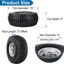 15x6.00-6nhs Lawn Mower Front Tire 4 Ply 15x6x6 Lawn Mower 570 Lbs Tire and Wheel with 3/4" Iron Bushing and 12 Spacers, Replacement for Garden Lawn Tractor Riding Lawn Mowers, 2 Pack