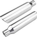 LCGP 2.5 Inch Inlet Exhaust Tip,2.5" Inlet x 4" Outlet x 18" Overall Length Weld On Universal Stainless Steel Polished Diesel Exhaust Tailpipe Tip 2 Pcs