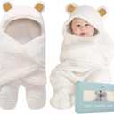 BlueMello Baby Swaddle Blanket | Ultra-Soft Plush Essential for Infants 0-6 Months | Receiving Swaddling Wrap White | Ideal Newborn Registry and Toddler Boy Accessories | Perfect Baby Girl Shower Gift