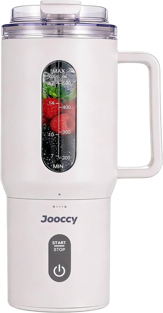 18oz Portable Blender, Cordless Travel Blender for Smoothie with Ice Crushing Blades, Auto Reverse Blending for Smoothie and Protein Shake (White)