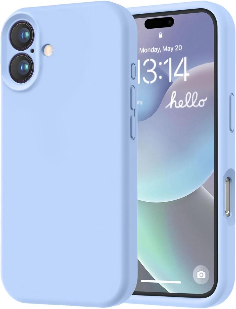 LOVE 3000 Designed for iPhone 16 Case, Premium Silicone with [Soft Anti-Scratch Microfiber Lining] Shockproof Protective Phone Case for Men Women Girls 6.1", Light Blue
