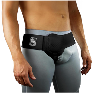 Everyday Medical Inguinal Hernia Support Belt for Men I Fits Left or Right Side I Post Surgery Men and Womens Hernia Support Truss for Inguinal, Groin Hernias I Adjustable Waist Strap I Black, S/M