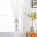 SpaceDresserWhite Kitchen Sheer Valance Curtains 36 Inch, Voile Sheer Cafe Curtains for Bathroom Farmhouse Country Light Filtering Short Window Curtain 1 Pair 2 Panels(White,52 W x 36 L)