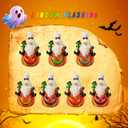 Halloween Pumpkin Gnome Statue with LED Light for Holiday Decorations Indoor Ghost Gnome Pumpkin Holding Ghostly Frog Halloween Props Collectible Figurine Fall Harvest Funny Gifts for Party (Orange)