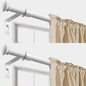 Decorative Curtain Rods for Windows 28 to 50 Inch - 5/8" Heavy Duty Curtain Rods 2 Pack,Basic Window Curtains Rod,Cafe Drapery Rod with Brackets - White