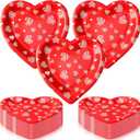 Domensi 50 Pcs Mother's Day Paper Plates Red Love Heart Disposable Paper Plates 7 inch Love Party Tableware for Summer Valentine Best Mom Anniversary Birthday Wedding Bridal Table Picnic Supplies