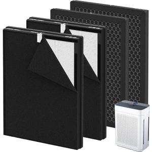 4 Pack K2 Replacement Filter Compatible with LUNINO K2, Double-Sided Filters for Home Large Room up to 3000sq.ft, H13 True HEPA and Activated Carbon Filter