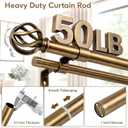 Brass Double Curtain Rods, Heavy Duty Decorative Drapery Rod 36-72 Inches, Telescoping Drapery Rod with Twisted Cage Finials