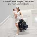 Gromast Gravity Folding Baby Stroller - Portable Travel Toddler Stroller w/Adjustable Backrest, Canopy & Cup Holder, Lightweight and UV Protected, One-Hand Automatic Folding - Dark Gray