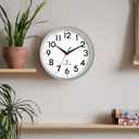 DAXSMY Atomic Wall Clock Analog 10 Inch Battery Operated Modern Decorative for Living Room Kitchen Office Bedroom Bathroom(Silver)