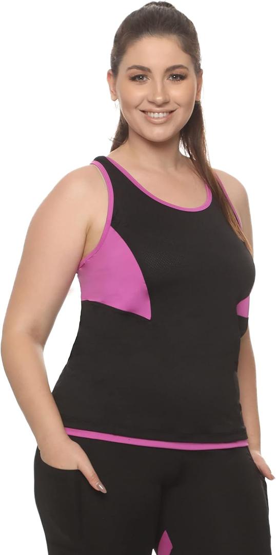 Nirlon Athletic Tops for Women - Regular & Plus Size Womens Workout Tops for Gym & Yoga (30003) (Large)