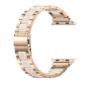 Wearlizer Compatible with Apple Watch Band 38/40/41/42mm Fashion Wristbands Womens, Stainless Steel + Resin Metal Replacement for iWatch Series 11 10 9 8 7 6 5 4 3 SE/Ultra 3 2 1-RoseGold/Colorful