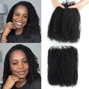 poetically 12 Inch Afro Kinkys Bulk Human Hair 2 Bundles 100g Natural Black Afro Kinky-Curly Human Hair Bulk for Twist/Dreadlock Extensions/Repair Locs/Braids Mini Twist Braiding Hair