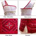 Girls Princess Dress Up Costume Sleeveless Halloween Christmas Party Outfits Cosplay with Accessories (5-6 Years, Red)