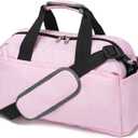 14 inch Small Gym Bag for Women & Men, Mini Duffel Bag for Travel Sports Lightweight Carry On Bag, Pink