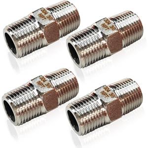 4PCS Hex Stainless Steel Nipple 3/8"NPT Male X 3/8" NPT Male Pipe Fitting 3/8 inch Stainless Steel Pipe Nipples Male Pipe Adapter Fittings Heavy Equal Nipples Connectors