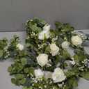 2 Pieces 6.5 ft Eucalyptus Garland with 20 LED Light Bar and Rose Flowers Artificial Eucalyptus Flower Vines for Wedding Arch Party Tables Centerpiece Backdrop Party Decor