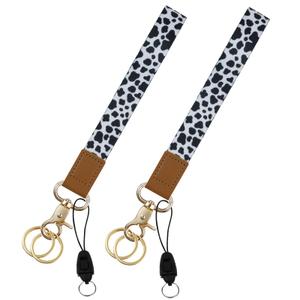 SMLBJUTE 2 Pack Wrist Lanyard for Keys, Keychain Wristlet, Wrist Keychain, Wrist Lanyard for Wallets, ID Holders, and Phones (Snow Leopard)