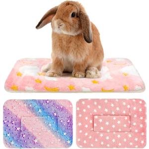 3PCS Guinea Pig Bed Soft Rabbit Bedding Cage Liner Warm Bunny Mats Pee Pads Fleece Blanket Plush Hamster Sleep Beds Ferret Squirrel Hedgehog Rat