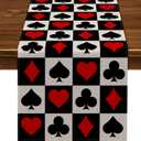 Nepnuser Linen Casino Table Runner Las Vegas Party Decoration Poker Night Themed Birthday Party Supply Dining Room Kitchen Home Decor (13" x 72")