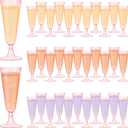 100 Pack Pink Clear Plastic Champagne Flutes, 5 Oz Disposable Champagne Glasses, Unbreakable Acrylic Mimosa Glasses Wedding Cocktail Cups for Engagement Birthday Graduation Party Decorations Supplies