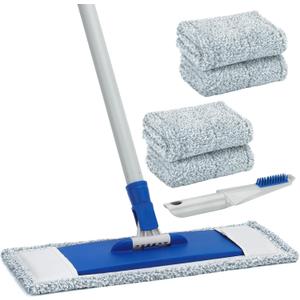 Mops for Floor Cleaning Microfiber Flat Mop with 4 Washable Mop Pads 57" Long Handle Wet Dry Mops for Hardwood Laminate Wall Vinyl Tile Floor Cleaning