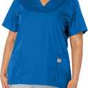 Landau Scrub Zone Relaxed Fit 2-Pocket V-Neck Scrub Top for Women 70221 (Large, Royal Blue)