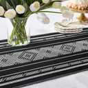 OTOSTAR Black Table Runner 13x60 Inches Boho Rustic Table Runner with Tassels Farmhouse Kitchen Dining Macrame Table Decoration for Christmas Home Wedding Party Birthday Holiday Decor (Black)